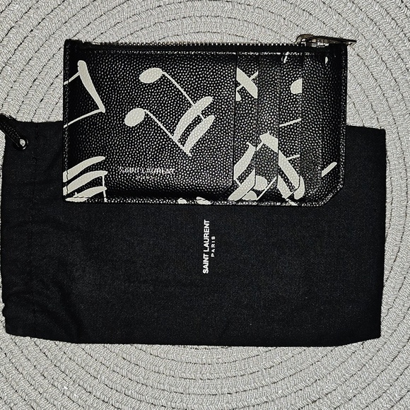 Authentic Saint Laurent Black and White Card Holder With Dustbag - Picture 1 of 9